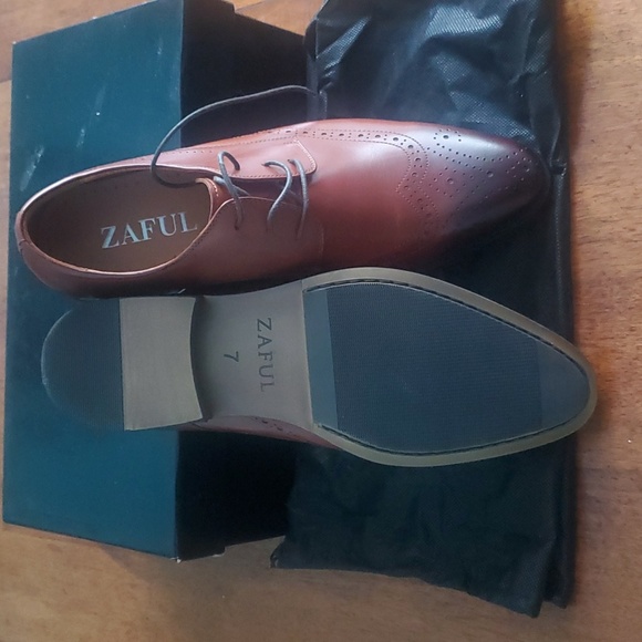 EUC Men's Lace up Wingtip Dress Shoes -Cognac Brown Size 7 - Picture 2 of 9